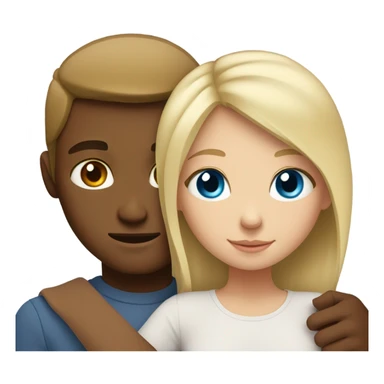 A guy with blue eyes and blond hair hugs a girl with brown eyes sticker