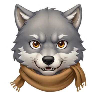 Lobo gris Oscuro Enojado Con una cicatriz en el ojo y bufanda marron sticker