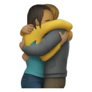 hugging under rain sticker