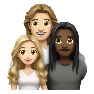 Man with white skin brown hair and hazel green eyes and Woman with brown eyes and black long hair white skin they have 2 kids family portrait sticker