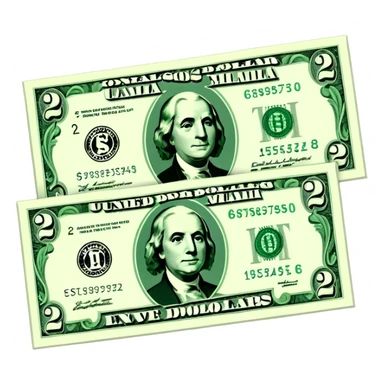 two dollar bills crossed sticker
