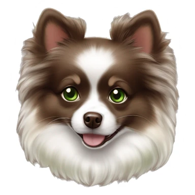 girl chocolate tri merle pomeranian with green eyes  sticker
