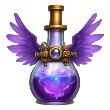 violet magical steampunk potion with colored bird wings inside sticker