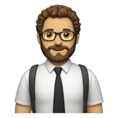 Teacher with glasses, beard, fluffy har and brown hair sticker