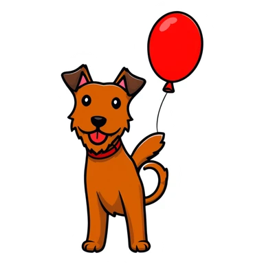 Irish terrier holding a balloon sticker