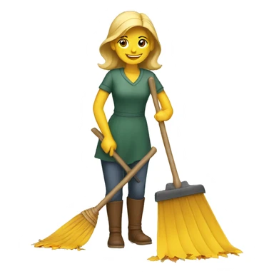 Girl raking leaves sticker