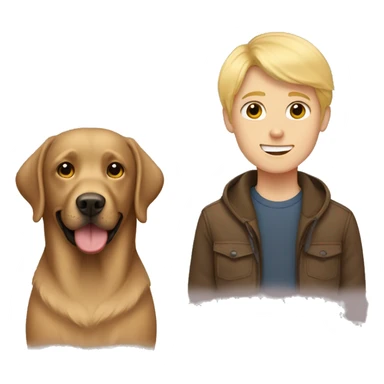 Brown Labrador and blonde boy sticker