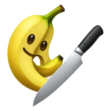 a banana being cut by a knife sticker