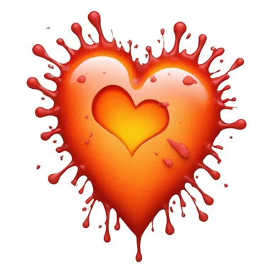 bleeding red heart glowing red-orange with splatter sticker