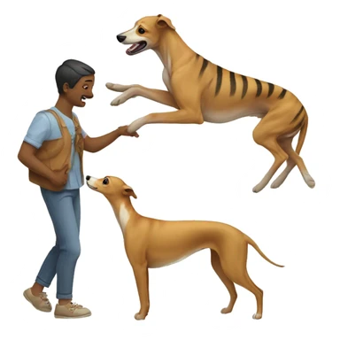 Fawn tiger greyhound playing with people sticker