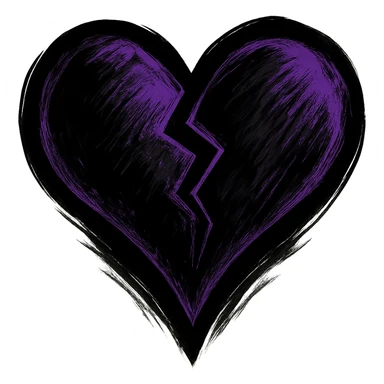emo style black and purple heart, no background sticker