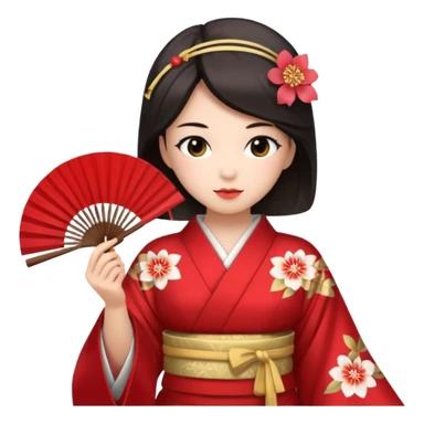 Kimono princess, red kimono with fan sticker