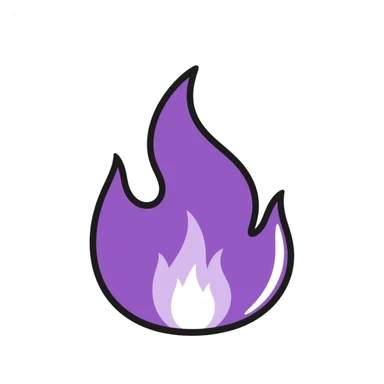 purple flame, hand drawn doodle style sticker