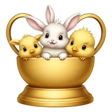 spring trophy with baby chicks and bunnies sticker