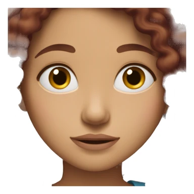 girl with long brown, curly wavy hair and fair skin wearing burgundy sticker