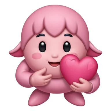 create a chibi sticker of Kirby smiling with a heart in his hands sticker