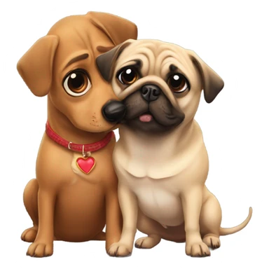 pug kissing a weiner dog sticker