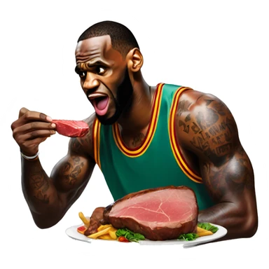 LeBron James eating a steak  sticker