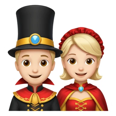 crie uma imagem com duas crianças fantasiadas brincando, um menino e uma menina sticker