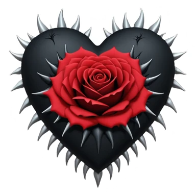 goth themed heart with a black rose sticker