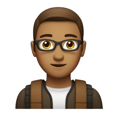 a coder with a brown middle part sticker