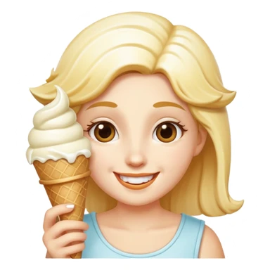 happy Athena eating white ice cream sticker