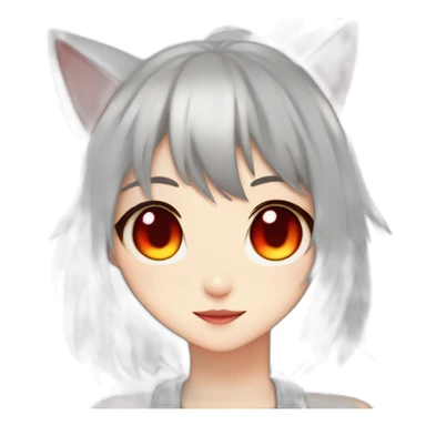anime cat girl with red eyes love sticker