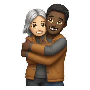 couple hug with warm smiles sticker