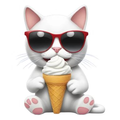 Cat with sunglasses and headphones eating ice cream sticker