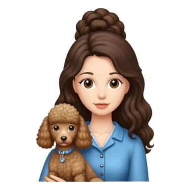 à beatiful long hair brunette with  and a poodle dog sticker
