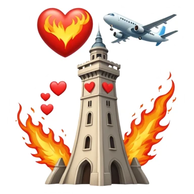 plane hitting tower with heart sticker