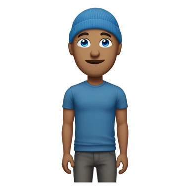 bald guy with blue eyes with beanie hat sticker