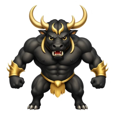 black angry powerful bull with golden horns emoji sticker