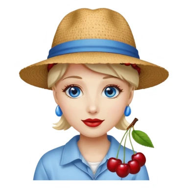 Wearing hat with cherries, Blue eyes and gelasses sticker