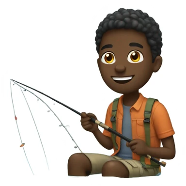 Black boy fishing  sticker