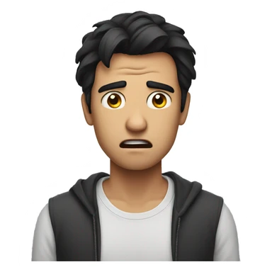 scared man with black hair sticker
