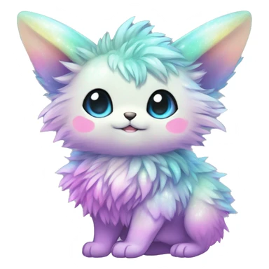 Shiny Sparkly Colorful Fluffy beautiful fantasy Kawaii Ethereal Anthro Sona Fakemon-animal Full Body sticker