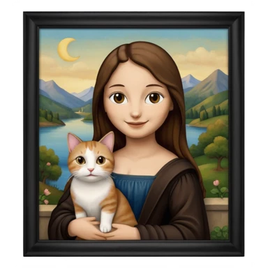 frame, painting, Mona Lisa, with cat sticker