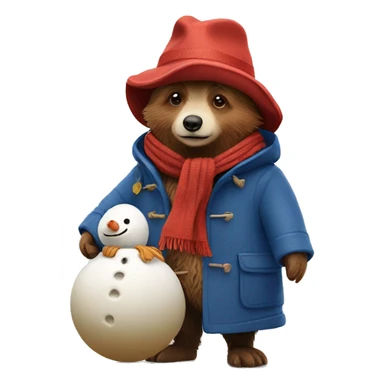 Paddington making a snowman sticker