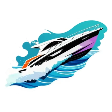 sport boat in waves sticker