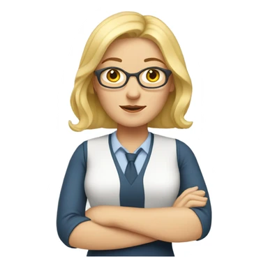 apple style emoji, with blond white woman as teacher sticker