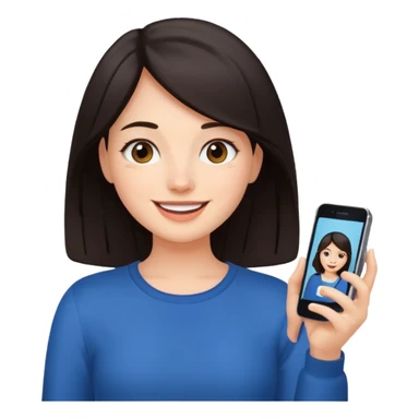 quiero crear una chica con una movil como si estuviese grabando vlog con el pelo oscuro  sticker