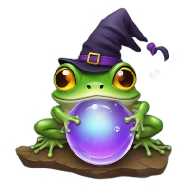 Witch frog with crystal ball sticker