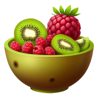 Fruit bowl with raspberry and kiwi sticker