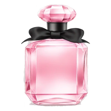 light pink crystal perfume bottle with black ribbon display sticker
