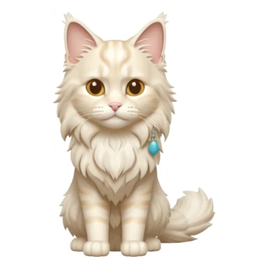 A 3D cartoon cream-white Maine Coon cat with thick fluffy fur, elegant posture, warm soft shadows, Memoji-style cinematic detail. full body or half body. sticker