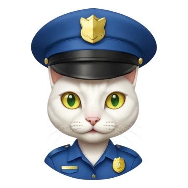 white cat police, yellow and green eyes sticker