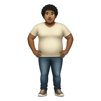Brownish-yellow skin, overweight, young man, black curly hair. sticker