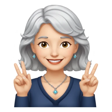 silver, short, wavy-haired, smiling pretty lady, index and middle fingers crossed sticker