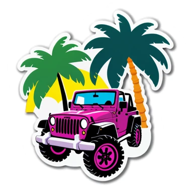 Jeep and palm tree sticker